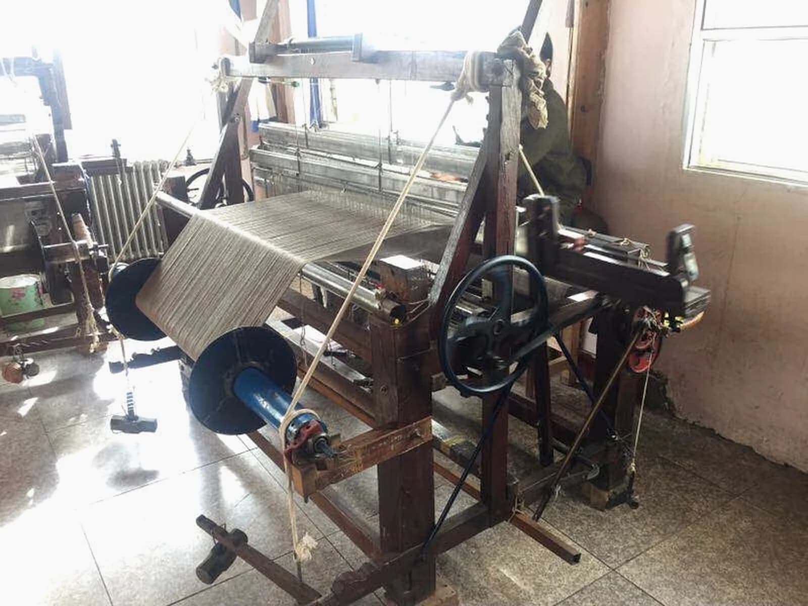 Traditional Nepalese handloom machine used for weaving cashmere shawls