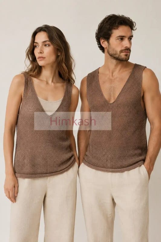 Unisex Honeycomb Cashmere–Merino Vest — Himalayan Taupe