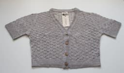 Women’s Himalayan Grey-Taupe Openwork Cashmere-Merino Cardigan view 2