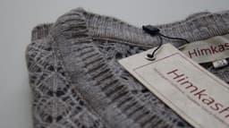 Women’s Himalayan Grey-Taupe Openwork Cashmere-Merino Cardigan view 3