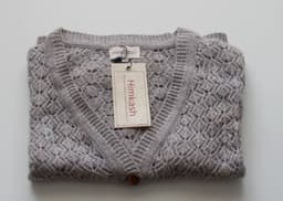 Women’s Himalayan Grey-Taupe Openwork Cashmere-Merino Cardigan view 4