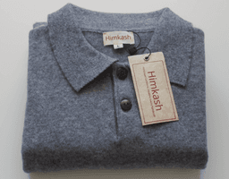 Men’s Himalayan Grey Pure Cashmere Polo Shirt view 2