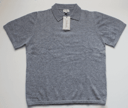 Men’s Himalayan Grey Pure Cashmere Polo Shirt view 3