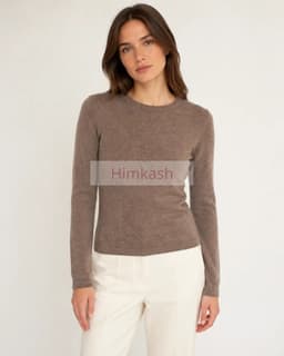 Women’s Himalayan Taupe Pure Cashmere Sweater view 1