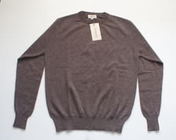 Men’s Taupe Pure Cashmere Crew-Neck Sweater view 2