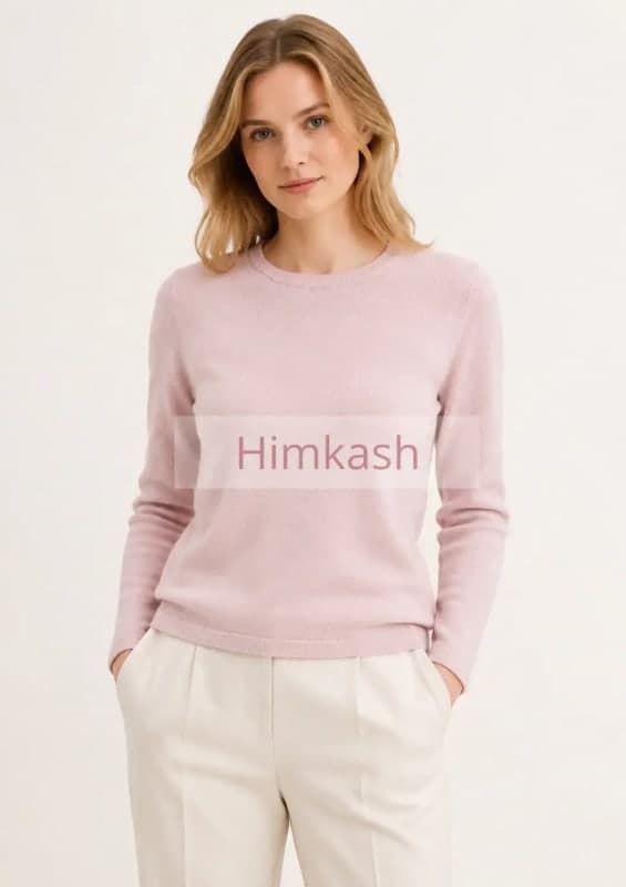 Women’s Blush Pink Pure Cashmere Crew-Neck Sweater