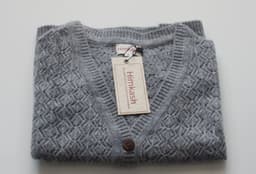 Women’s Himalayan Grey Openwork Cashmere-Merino Cardigan view 4