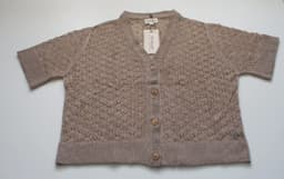 Women’s Himalayan Taupe Openwork Cashmere-Merino Cardigan view 2