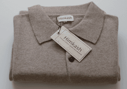 Men’s Himalayan Taupe Pure Cashmere Polo Shirt view 2