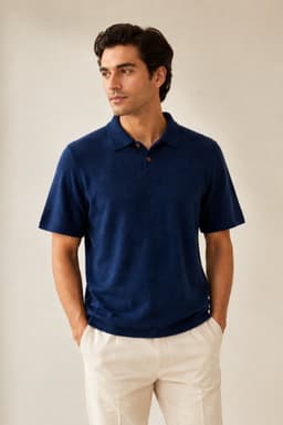 Men’s Royal Blue Pure Cashmere Polo Shirt view 1
